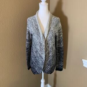 Velvet by Graham & Spencer Cotton Cardigan M Black Gray Shawl Collar Sweater